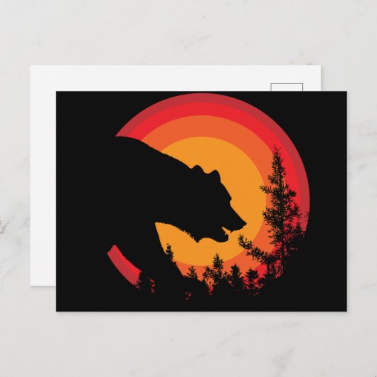 Bos Beer Zonsondergang Silhouet Briefkaart (Voorkant / Achterkant)