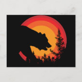 Bos Beer Zonsondergang Silhouet Briefkaart (Voorkant)