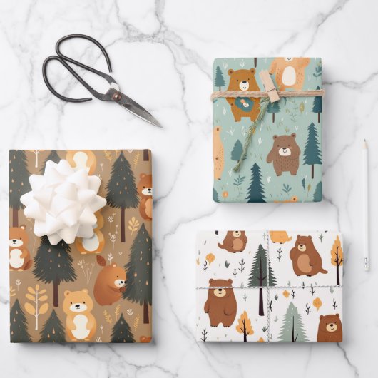 Bos Beren Inpakpapier Vel (Voorkant)