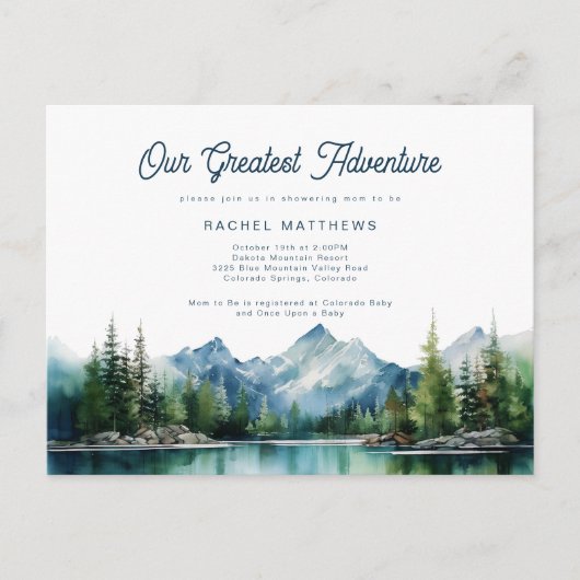 Bos Berg Rustieke Avontuur Baby Shower Briefkaart (Voorkant)