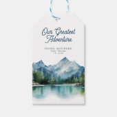 Bos Berg Rustieke Avontuur Baby Shower Cadeaulabel (Voorkant)