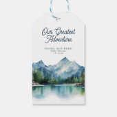 Bos Berg Rustieke Avontuur Baby Shower Cadeaulabel (Achterkant)