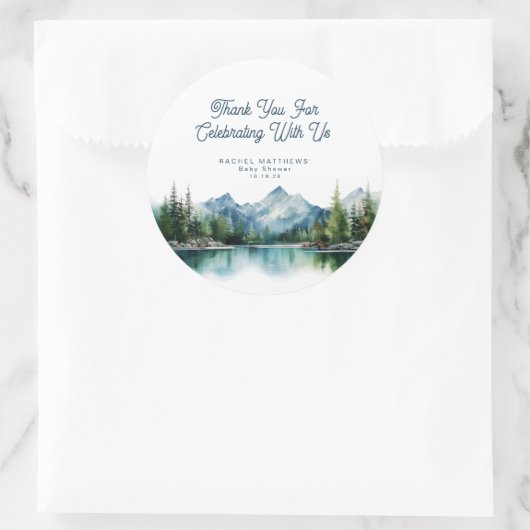Bos Berg Rustieke Avontuur Baby Shower Ronde Sticker (Tas)
