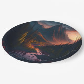 Bos Berghorizon met zonsondergang Papieren Bordje (Gekanteld)