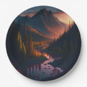 Bos Berghorizon met zonsondergang Papieren Bordje (Voorkant)