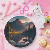 Bos Berghorizon met zonsopgang Papieren Bordje (Feest)