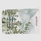 Bos Berglandschap Waterverf Golfhanddoek (Horizontaal)