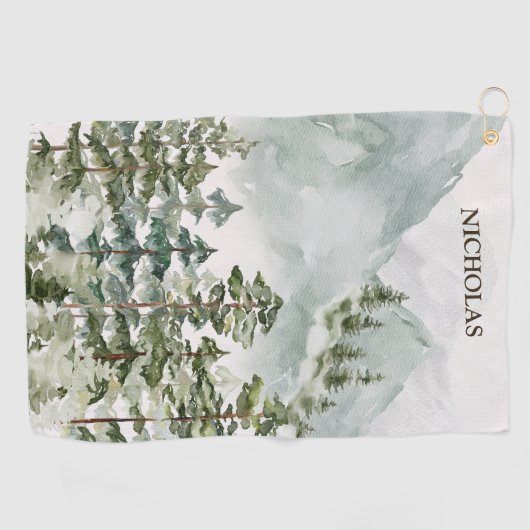 Bos Berglandschap Waterverf Golfhanddoek (Horizontaal)