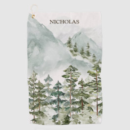 Bos Berglandschap Waterverf Golfhanddoek