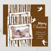 Bos Berken Bomen & Vliegende Vogels Vrolijk Kerstf Feestdagenkaart (Voorkant / Achterkant)