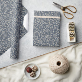 Bos-blauw botanisch cadeaupapier