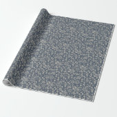 Bos-blauw botanisch cadeaupapier (Uitgerold)