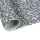 Bos-blauw botanisch cadeaupapier (Rol Hoek)