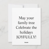 Bos, blauw en goud feestdagenkaart (Achterkant)