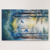 Bos Blauwe Vogels Schitterend Bos Legpuzzel (Horizontaal)