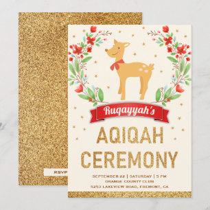 Bos bloem goud meisje hert Aqiqah Kaart