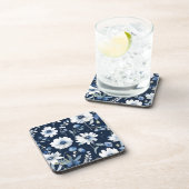 Bos bloemen elegante aquarel blauw bier onderzetter (Rechterzijde)