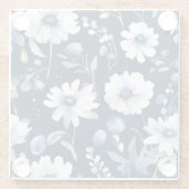 Bos bloemen elegante aquarel blauw glazen onderzetter (Achterkant)