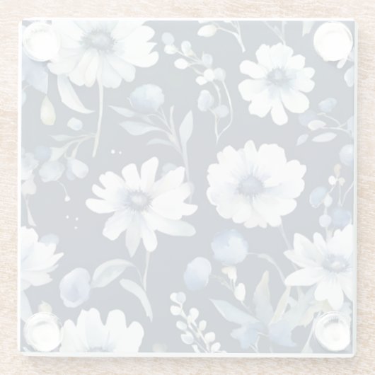 Bos bloemen elegante aquarel blauw glazen onderzetter (Achterkant)