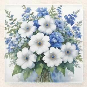 Bos bloemen Elegante aquarel Glazen Onderzetter