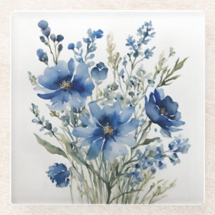 Bos Bloemen Elegante Aquarel Glazen Onderzetter
