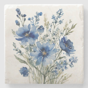 Bos bloemen Elegante aquarel Stenen Onderzetter