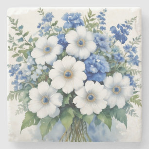 Bos bloemen elegante aquarel stenen onderzetter