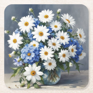 Bos Bloemen Elegante Madeliefjes Waterverf Kartonnen Onderzetters