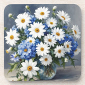 Bos bloemen Elegante margrieten Aquarel Bier Onderzetter (Voorkant)