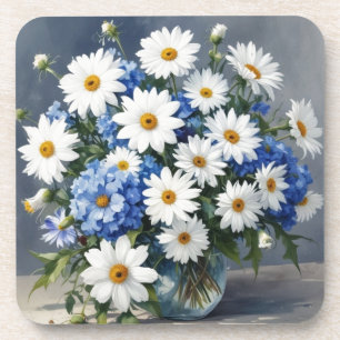 Bos Bloemen Elegante Margrieten Aquarel Bier Onderzetter