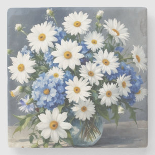 Bos Bloemen Elegante Margrieten Aquarel Stenen Onderzetter