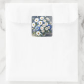 Bos bloemen Elegante margrieten Aquarel Vierkante Sticker (Tas)