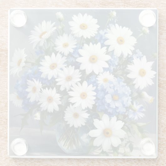 Bos bloemen Elegante margrieten waterverf Glazen Onderzetter (Achterkant)