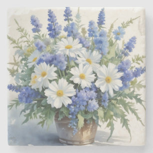Bos Bloemen Elegante Waterverf Stenen Onderzetter