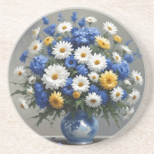 Bos bloemen Elegatieve waterverf Zandsteen Onderzetter (Voorkant)