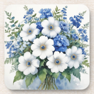 Bos bloemen Elegitieve waterverf Bier Onderzetter