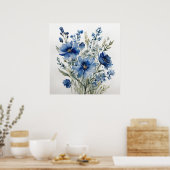 Bos bloemen Elegitieve waterverf Poster (Keuken)