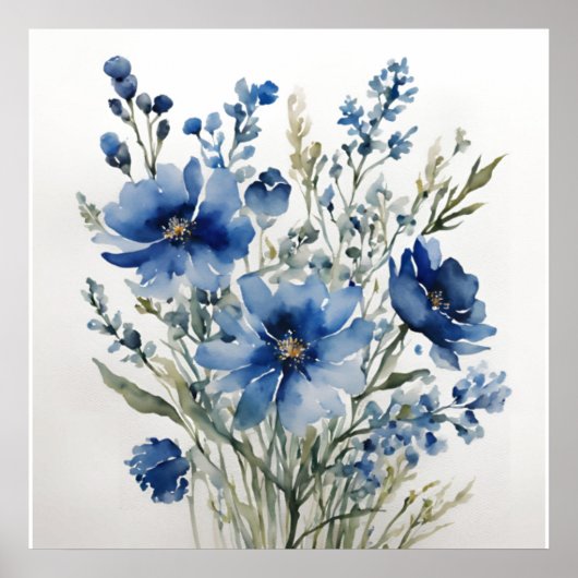 Bos bloemen Elegitieve waterverf Poster (Voorkant)