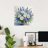Bos bloemen Elegitische waterverf Poster (Thuiskantoor)