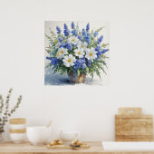 Bos bloemen Elegitische waterverf Poster (Keuken)