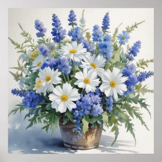 Bos bloemen Elegitische waterverf Poster (Voorkant)