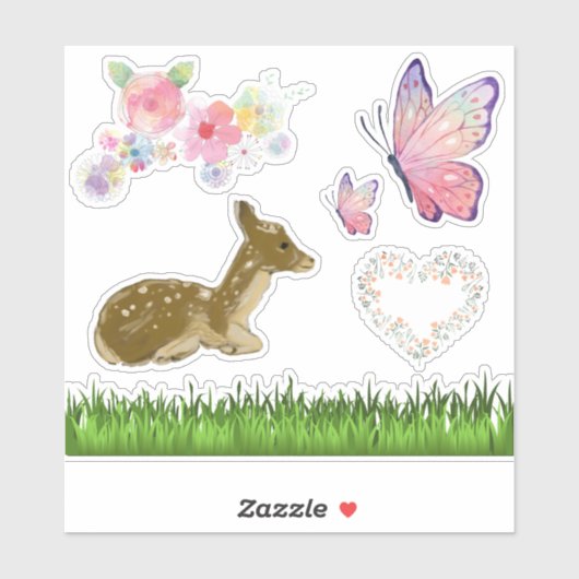 Bos bloemen vlinders scrapbook stickers (Vel)