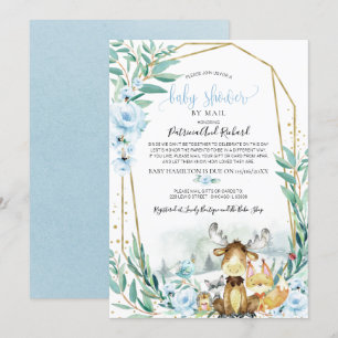 Bos bloemige groene baby shower per post kaart