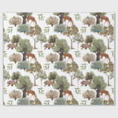 Bos Bomen Herten Beren Vogels Cadeaupapier (Vlak)