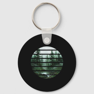 Bos Bomen Wilde Dieren Buiten Retro Vintage Wandel Sleutelhanger