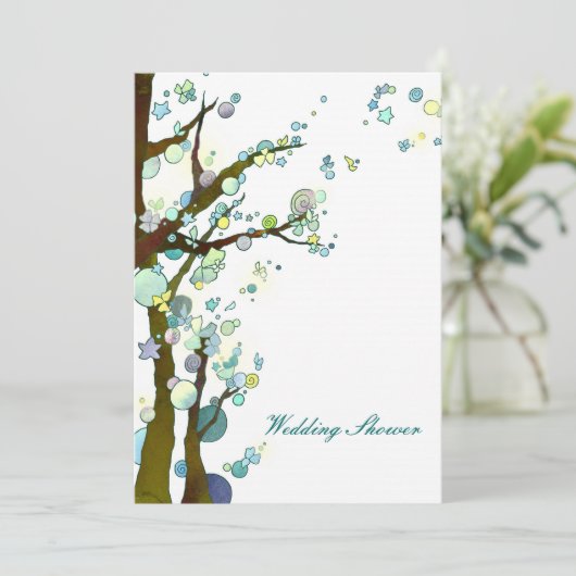 Bos Bomen Witte Bruiloft Koppels Douche Kaart (Staand voorkant)
