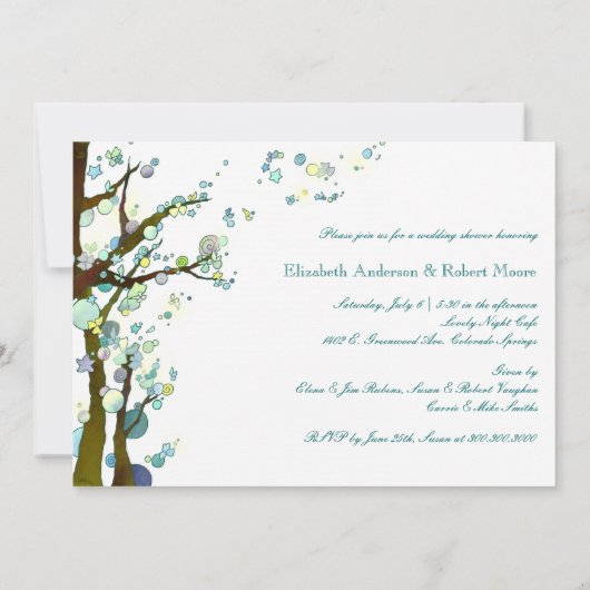 Bos Bomen Witte Bruiloft Koppels Douche Kaart (Achterkant)