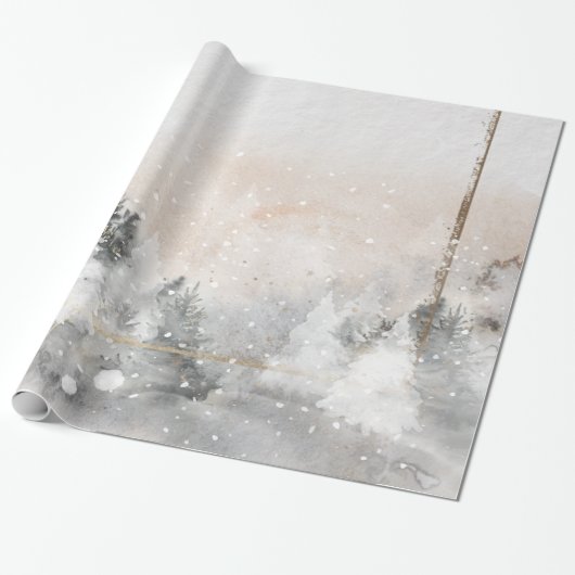 Bos Boom Bosland Sneeuw Cadeaupapier (Uitgerold)