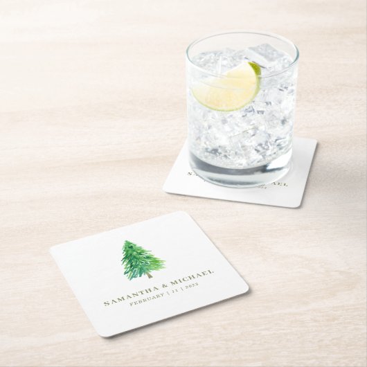 Bos Boom Waterverf Bloemen Boho Bruiloft Kartonnen Onderzetters (Insitu)