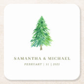 Bos Boom Waterverf Bloemen Boho Bruiloft Kartonnen Onderzetters (Voorkant)